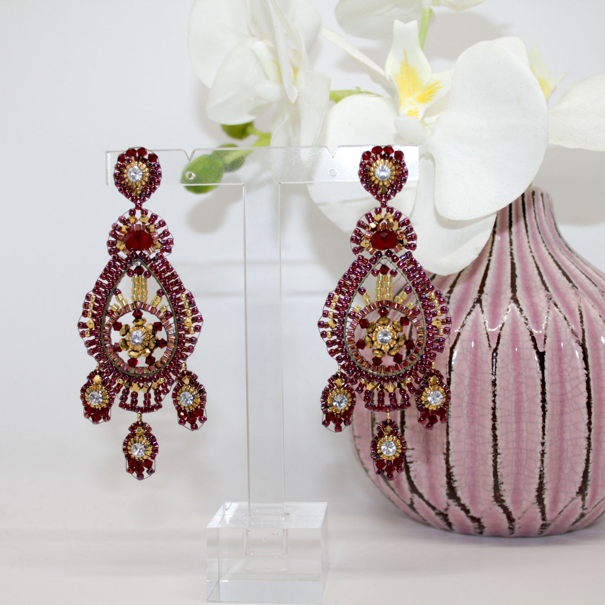 Moonlight exclusive Burgundy Ohrring handgefertigt