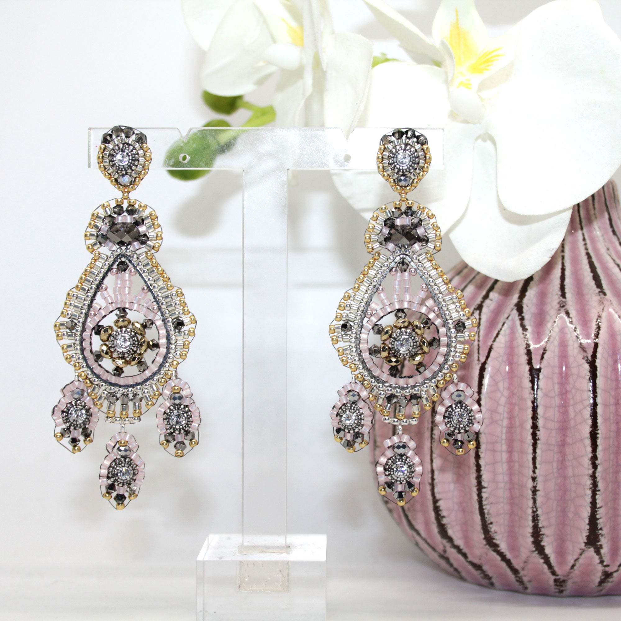 Moonlight exclusive Rosé Silber Gold Ohrring handgefertigt