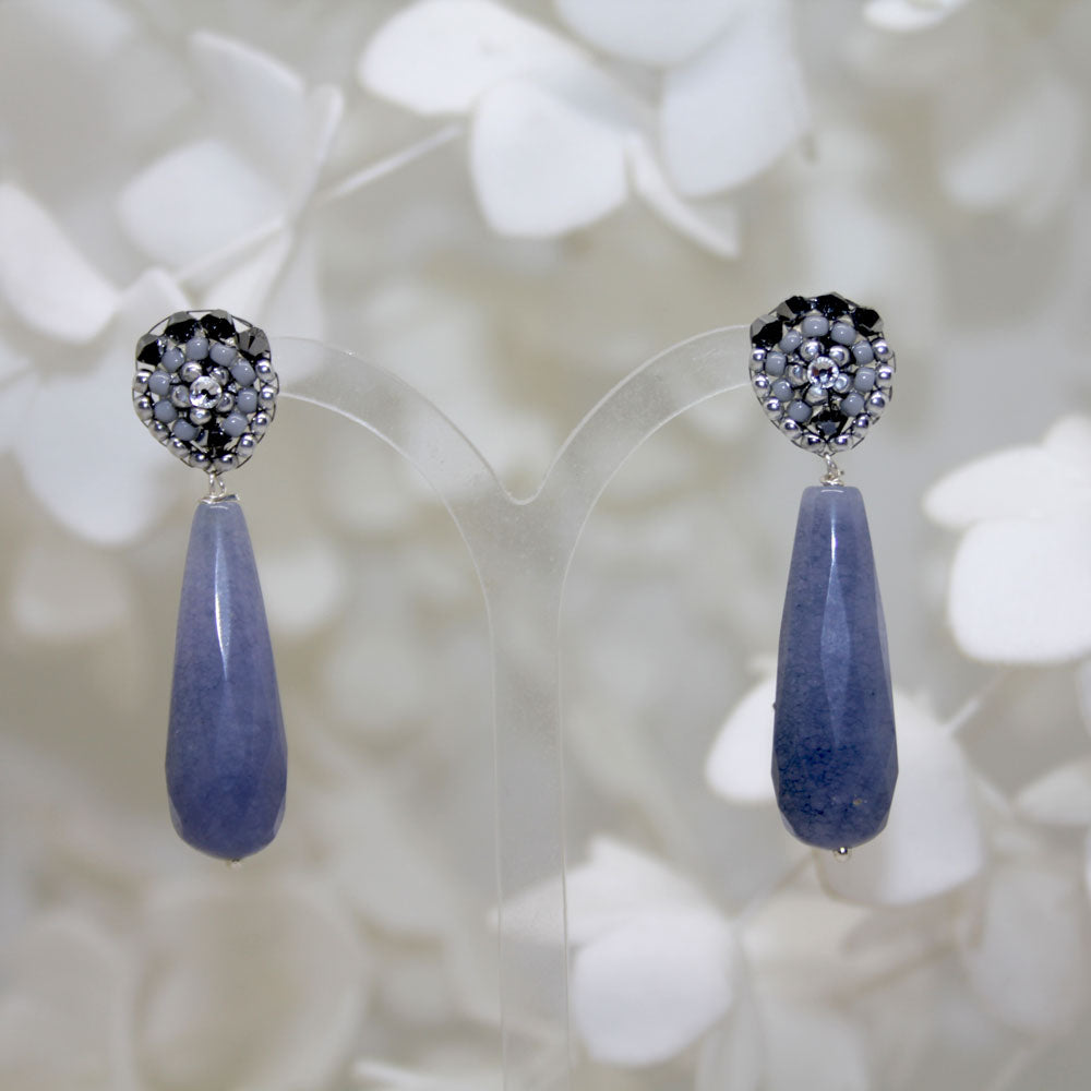 Jade drop grey Ohrring