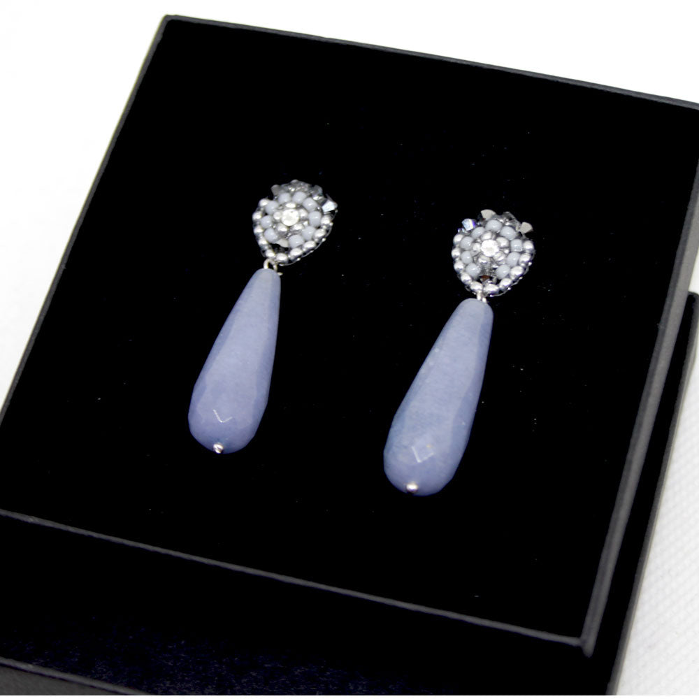 Jade drop grey Ohrring