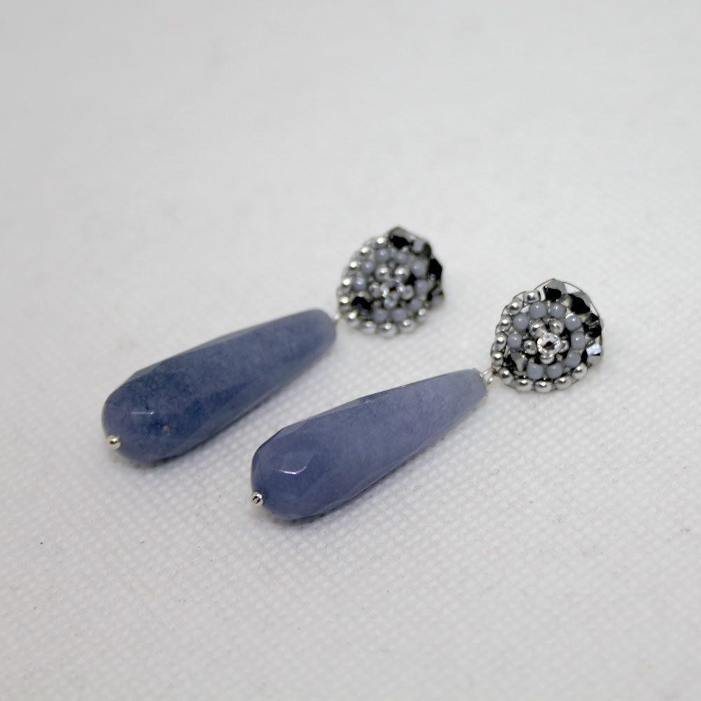 Jade drop grey Ohrring