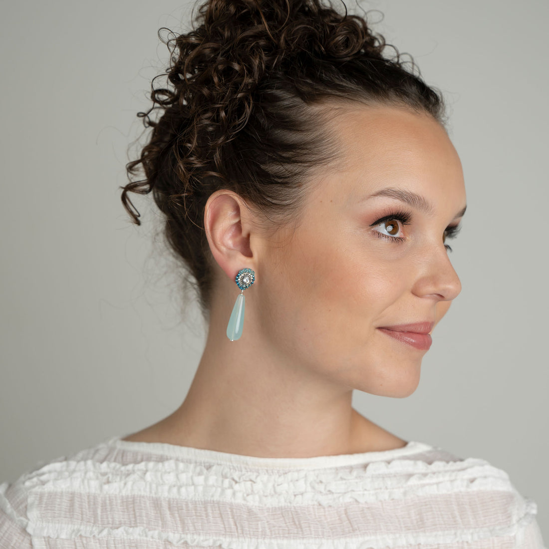 Achat Drop hellblau mint Ohrring handgefertigt in Österreich