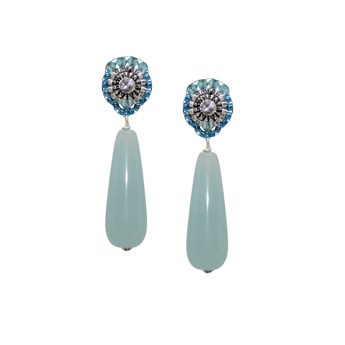 Achat Drop hellblau mint Ohrring handgefertigt in Österreich