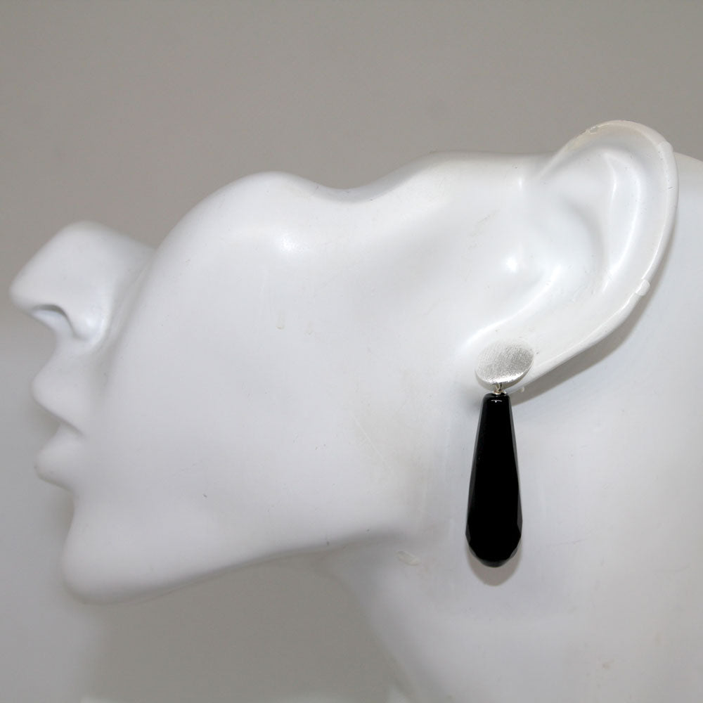Achat drop schwarz Ohrring