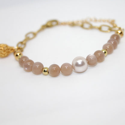 Armband Mondstein &amp; Süßwasserperle