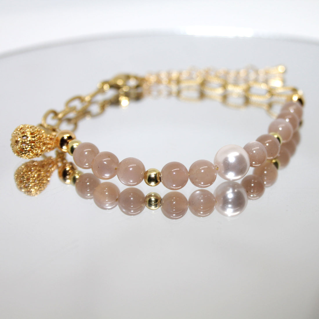 Armband Mondstein &amp; Süßwasserperle