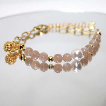 Armband Mondstein &amp; Süßwasserperle