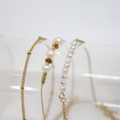 Armband Set 3-fach Gold Süßwasserperle handgefertigt in Österreich