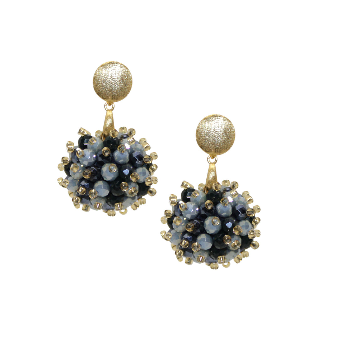Beerenohrring Grau Schwarz