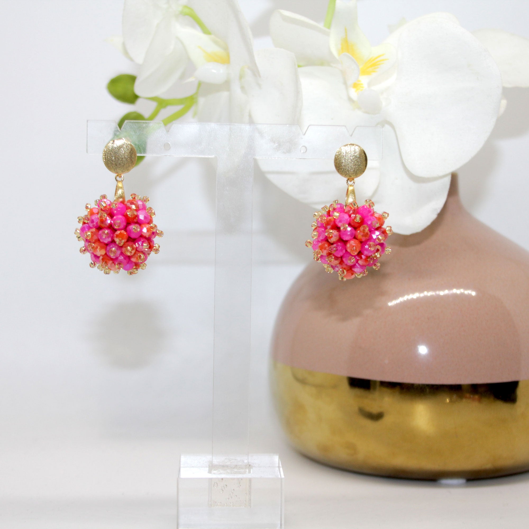 Beerenohrring Orange Neonpink