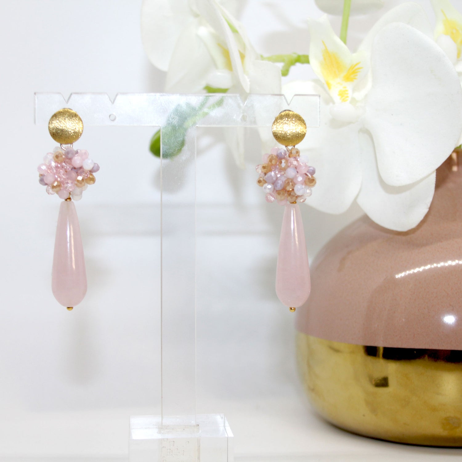 Berry Rosenquarz Drop Ohrring