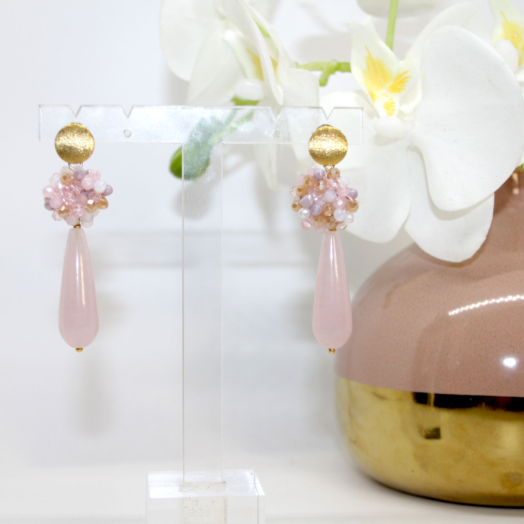 Berry Rosenquarz Drop Ohrring