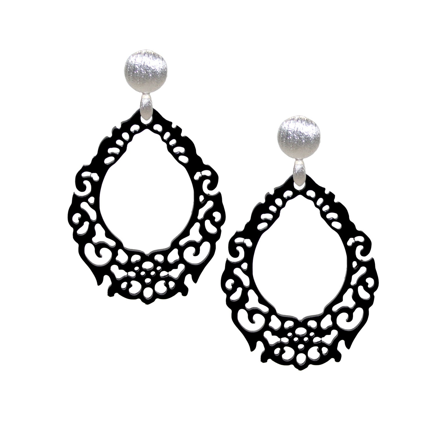 Hornohrring Blumentropfen Schwarz