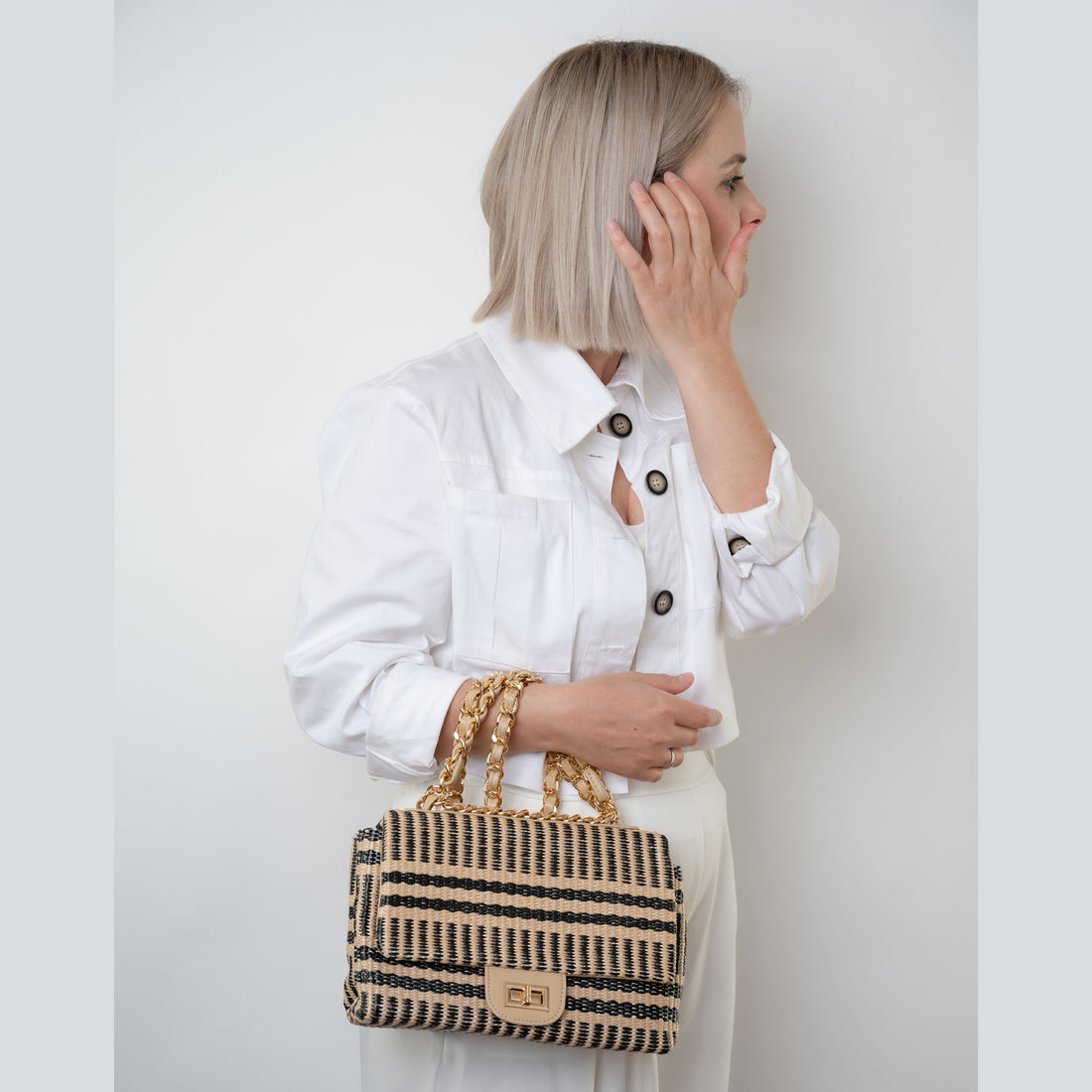 City Bag Fernanda Black Stripe