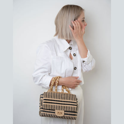 City Bag Fernanda Black Stripe