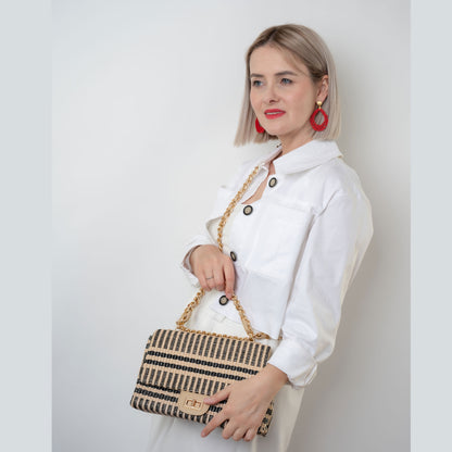 City Bag Fernanda Black Stripe
