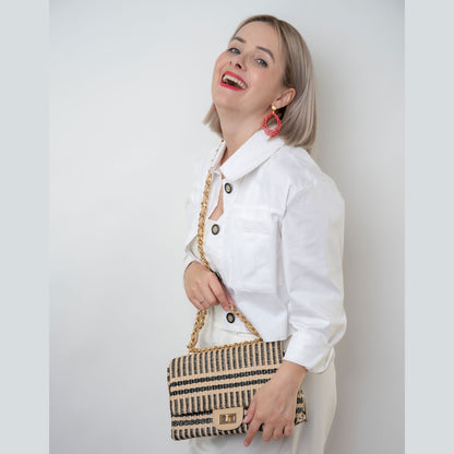 City Bag Fernanda Black Stripe