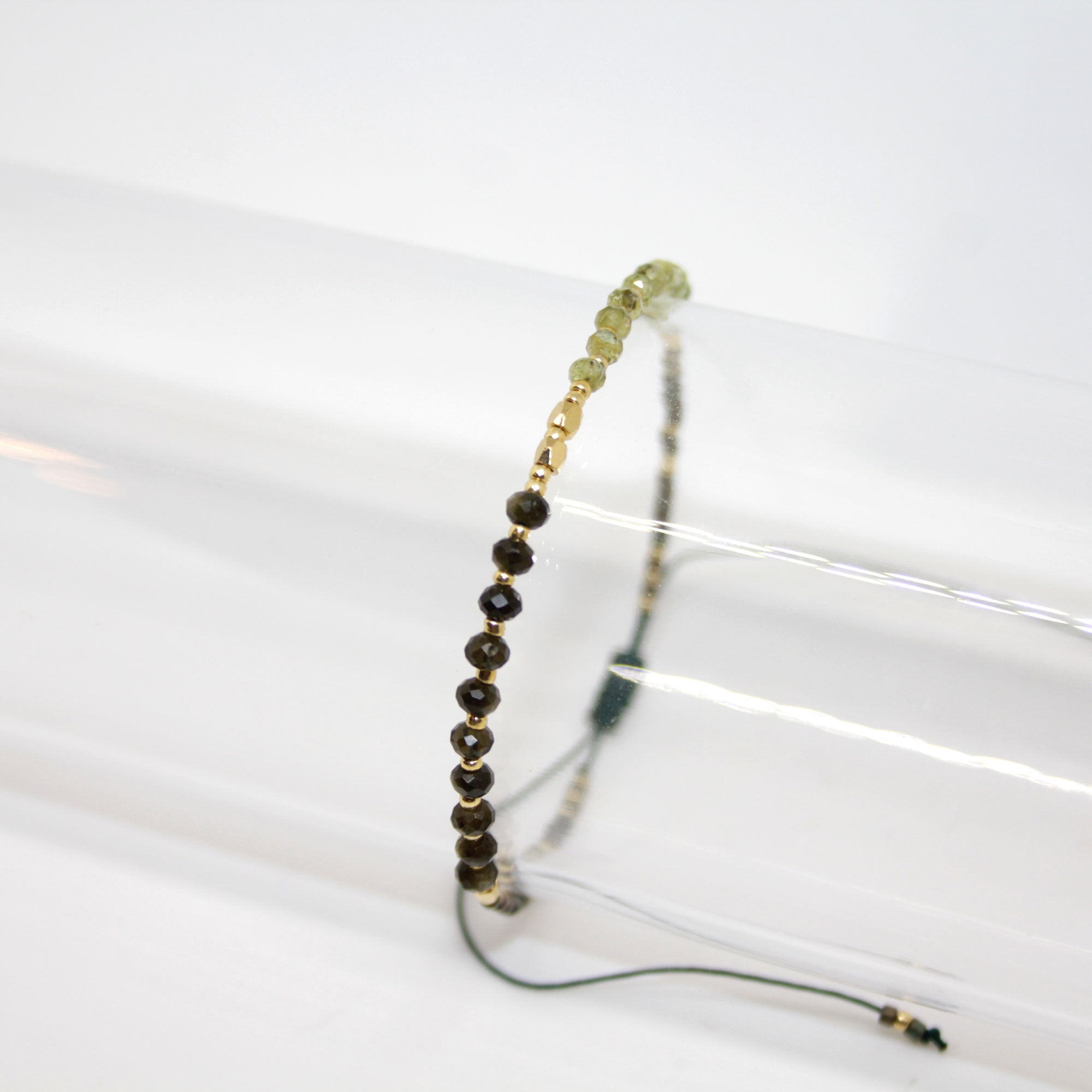 Armband Obsidian und grüner Feldspat