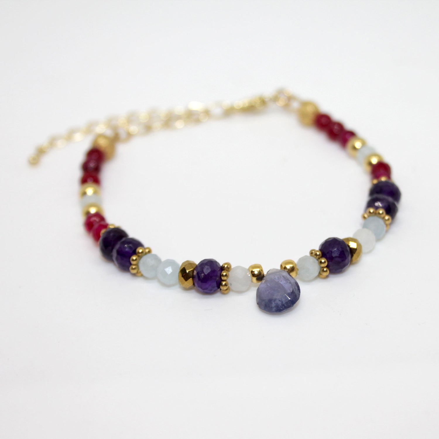 Edelsteinarmband Amethyst Achat handgefertigt in Österreich