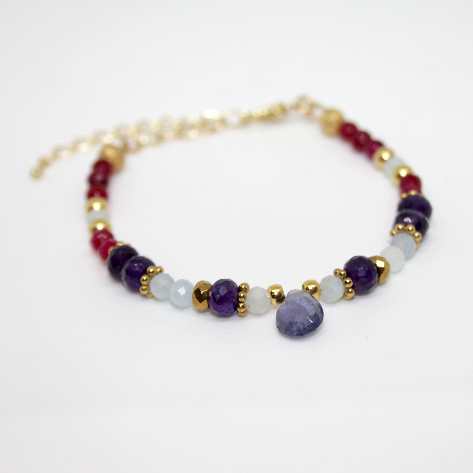 Edelsteinarmband Amethyst Achat handgefertigt in Österreich