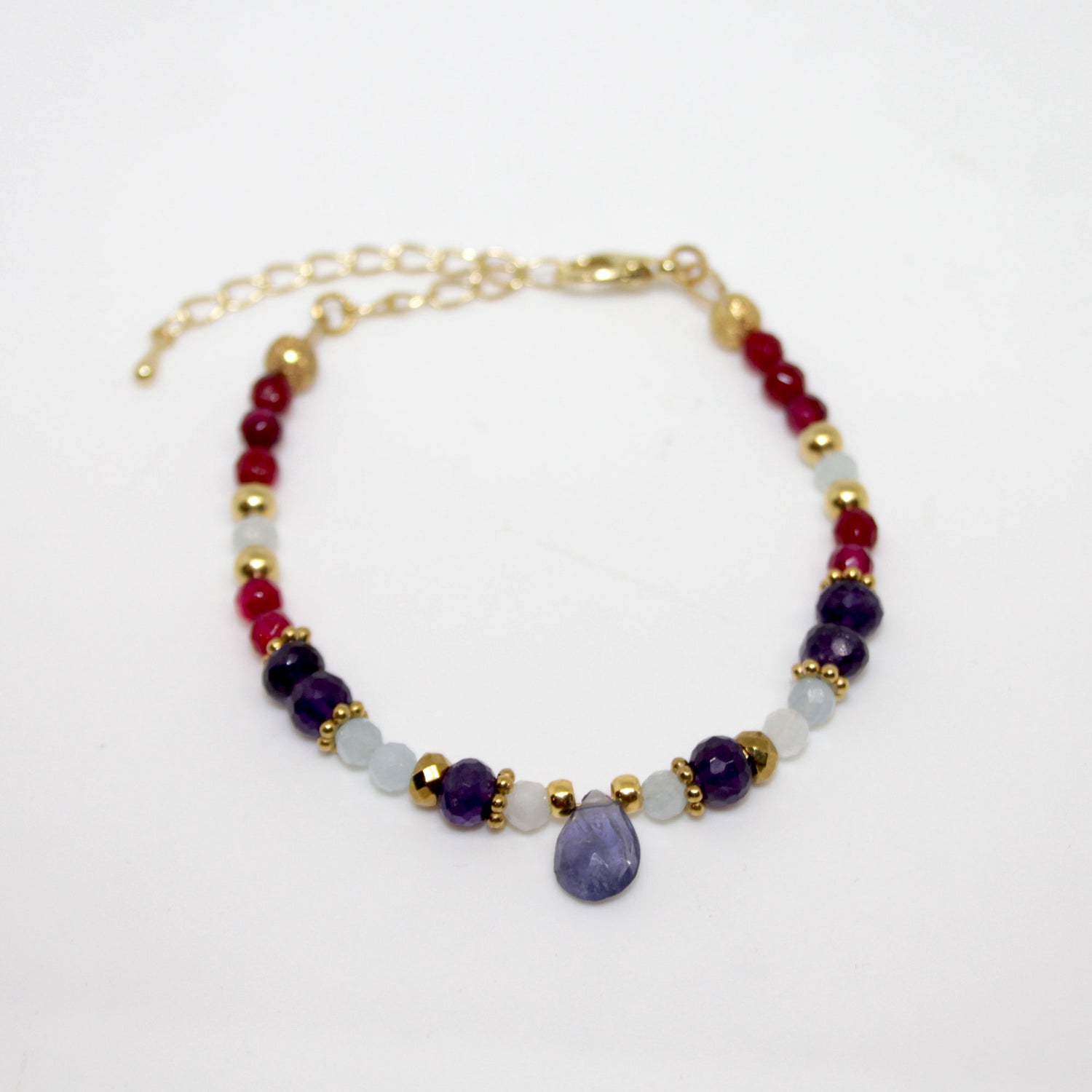 Edelsteinarmband Amethyst Achat handgefertigt in Österreich