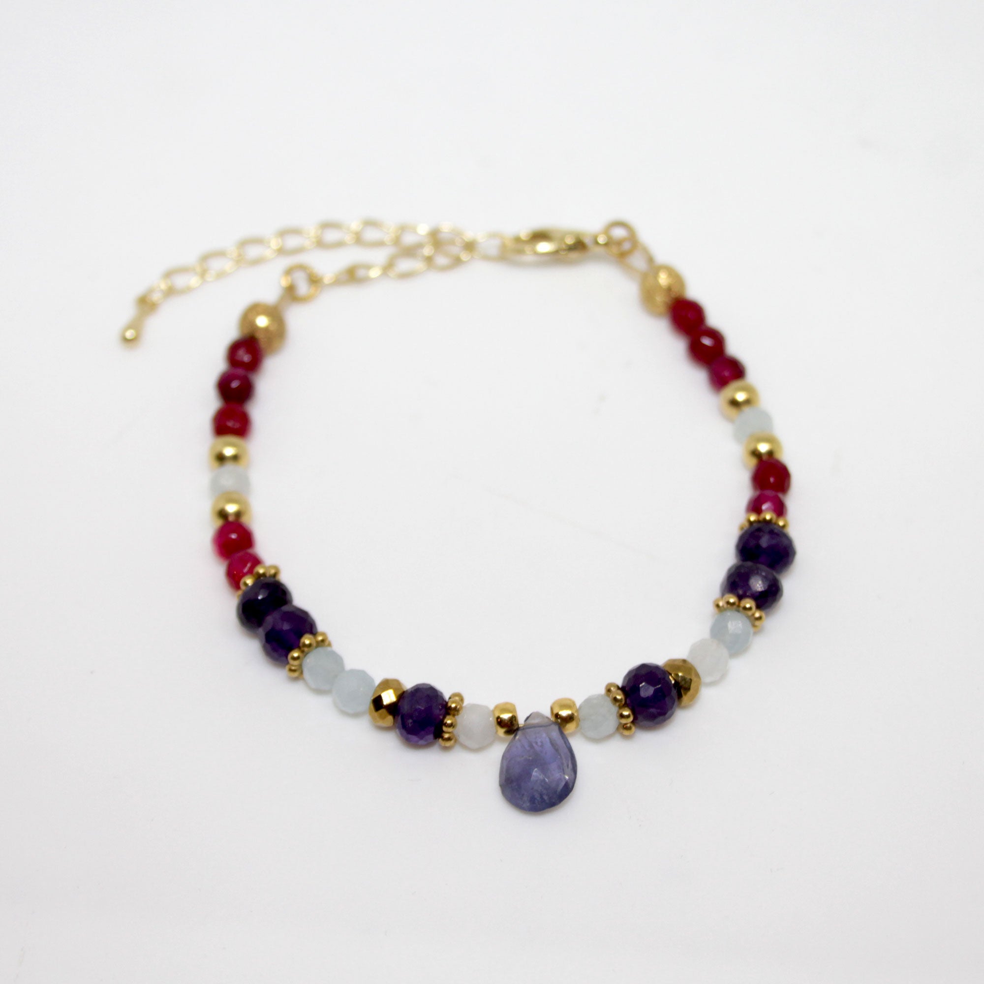 Edelsteinarmband Amethyst Achat handgefertigt in Österreich