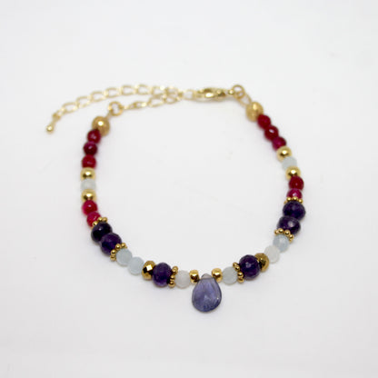 Edelsteinarmband Amethyst Achat handgefertigt in Österreich