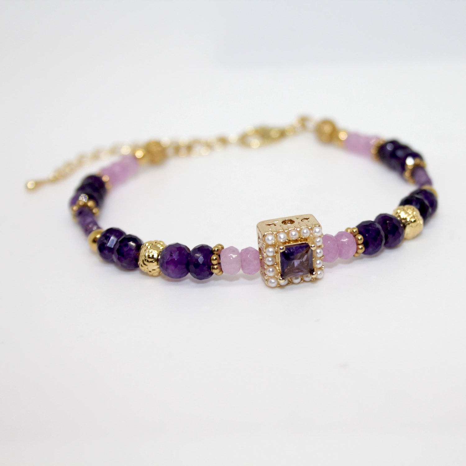 Edelsteinarmband Amethyst Ametrin handgefertigt in Österreich