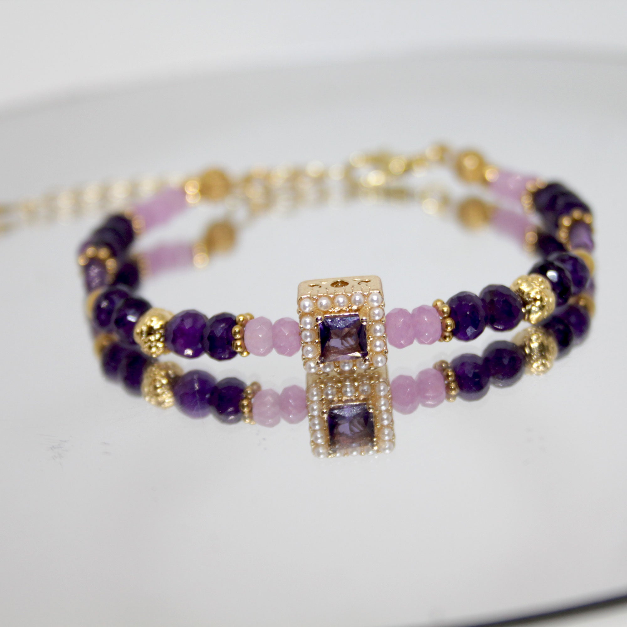 Edelsteinarmband Amethyst Ametrin handgefertigt in Österreich