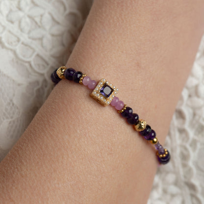 Edelsteinarmband Amethyst Ametrin handgefertigt in Österreich