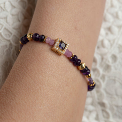 Edelsteinarmband Amethyst Ametrin handgefertigt in Österreich