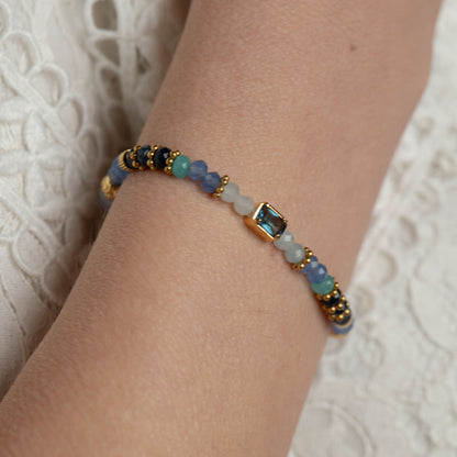 Edelsteinarmband Aquamarin Achat handgefertigt in Österreich