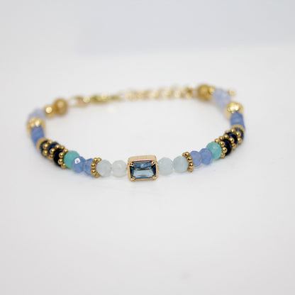 Edelsteinarmband Aquamarin Achat handgefertigt in Österreich