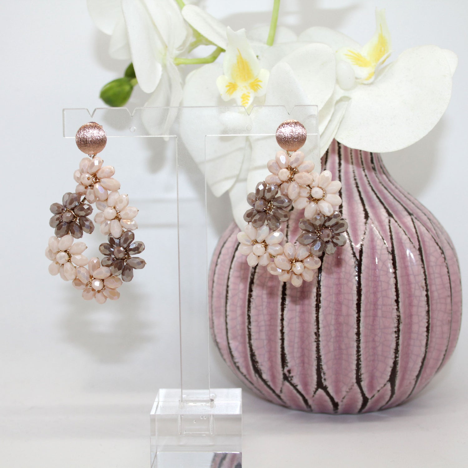 Flowerdrop Champagner Brown Ohrring