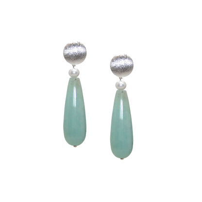 Freshwater Pearl Jade Drop Ohrring handgefertigt in Österreich