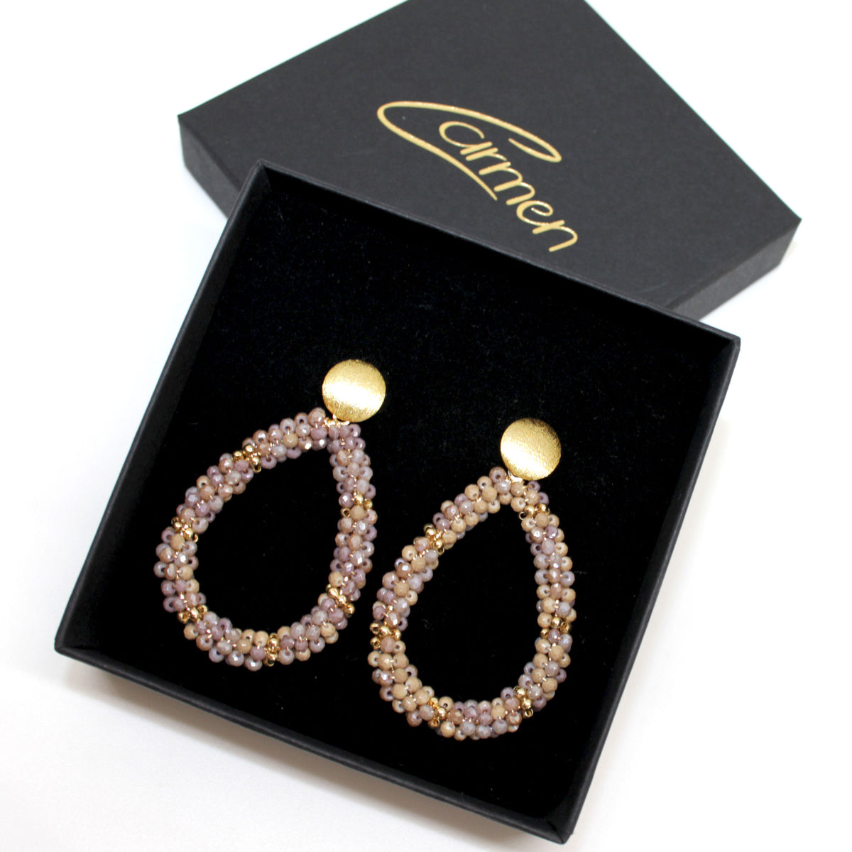 Glitzertropfen Grace Braun Gold Ohrring