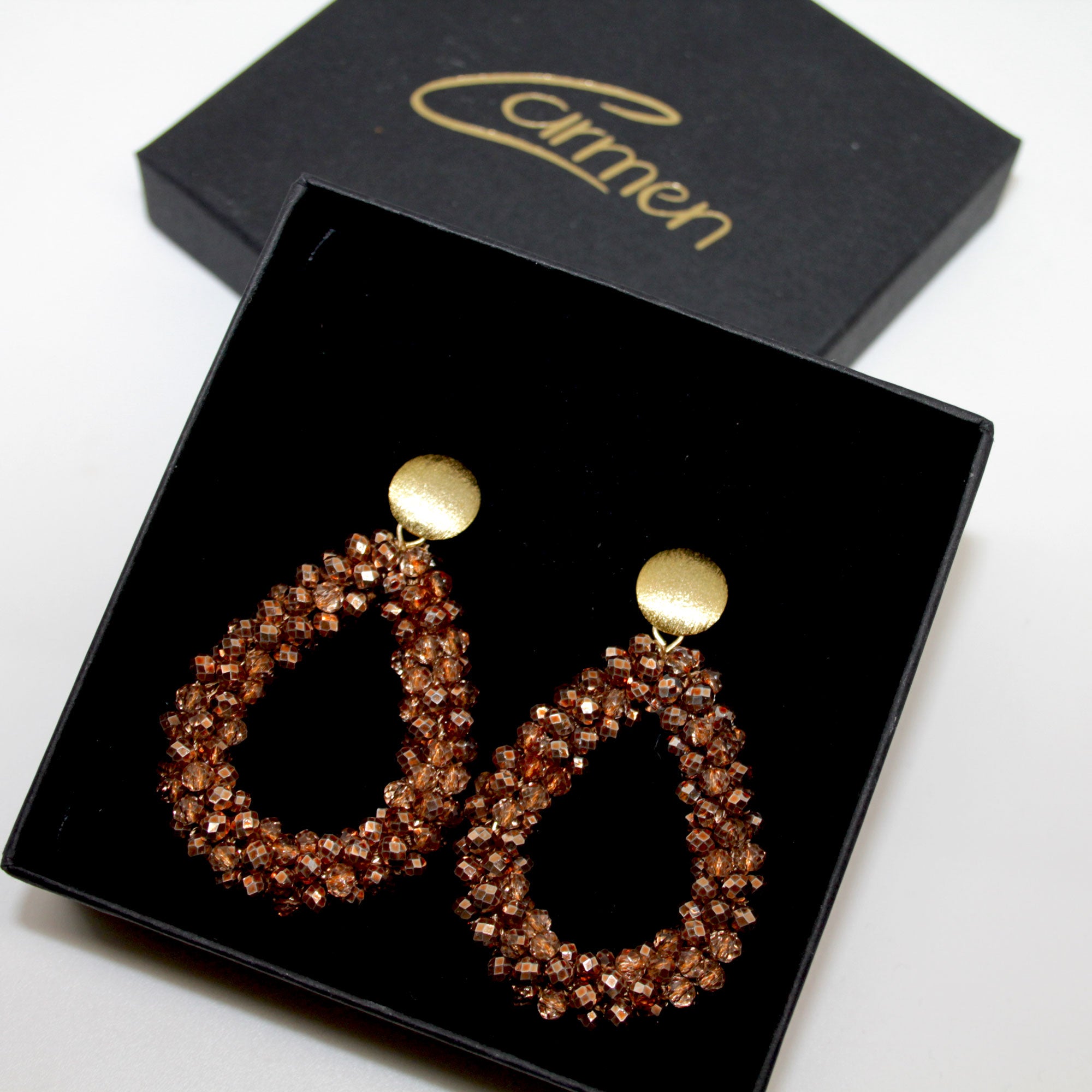 Glitzertropfen Bronze Ohrring