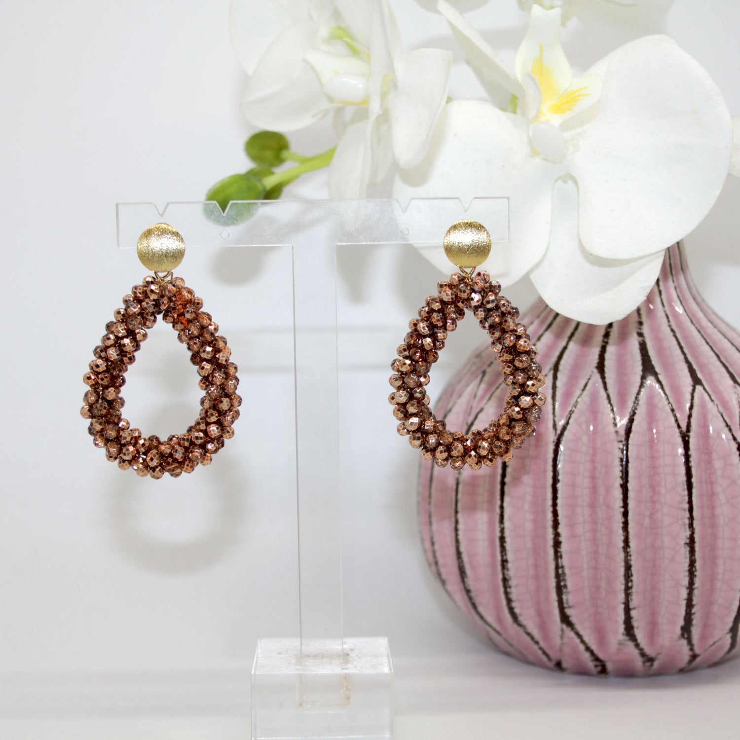 Glitzertropfen Bronze Ohrring
