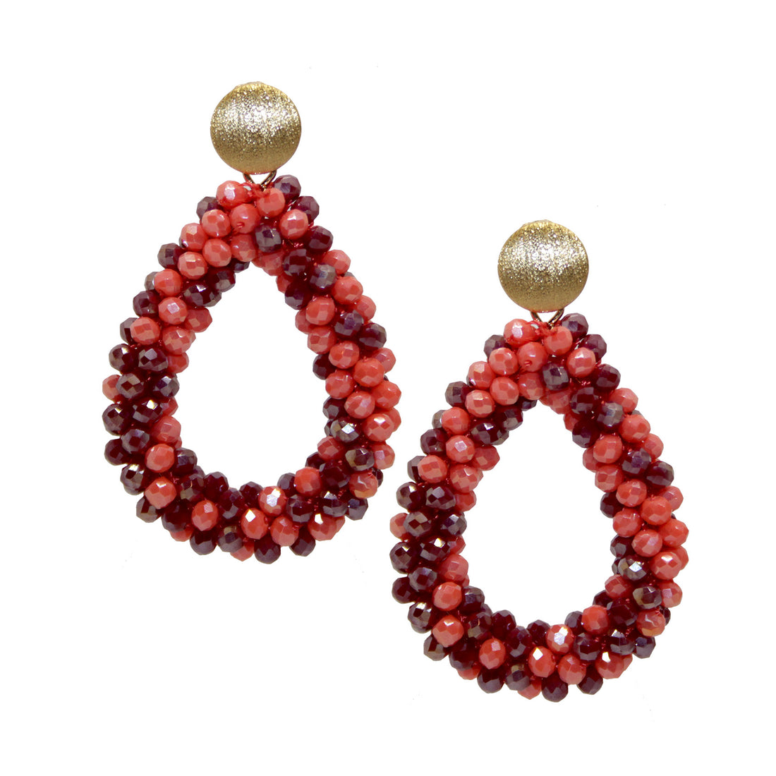Glitzertropfen Coralle Burgundy Ohrring