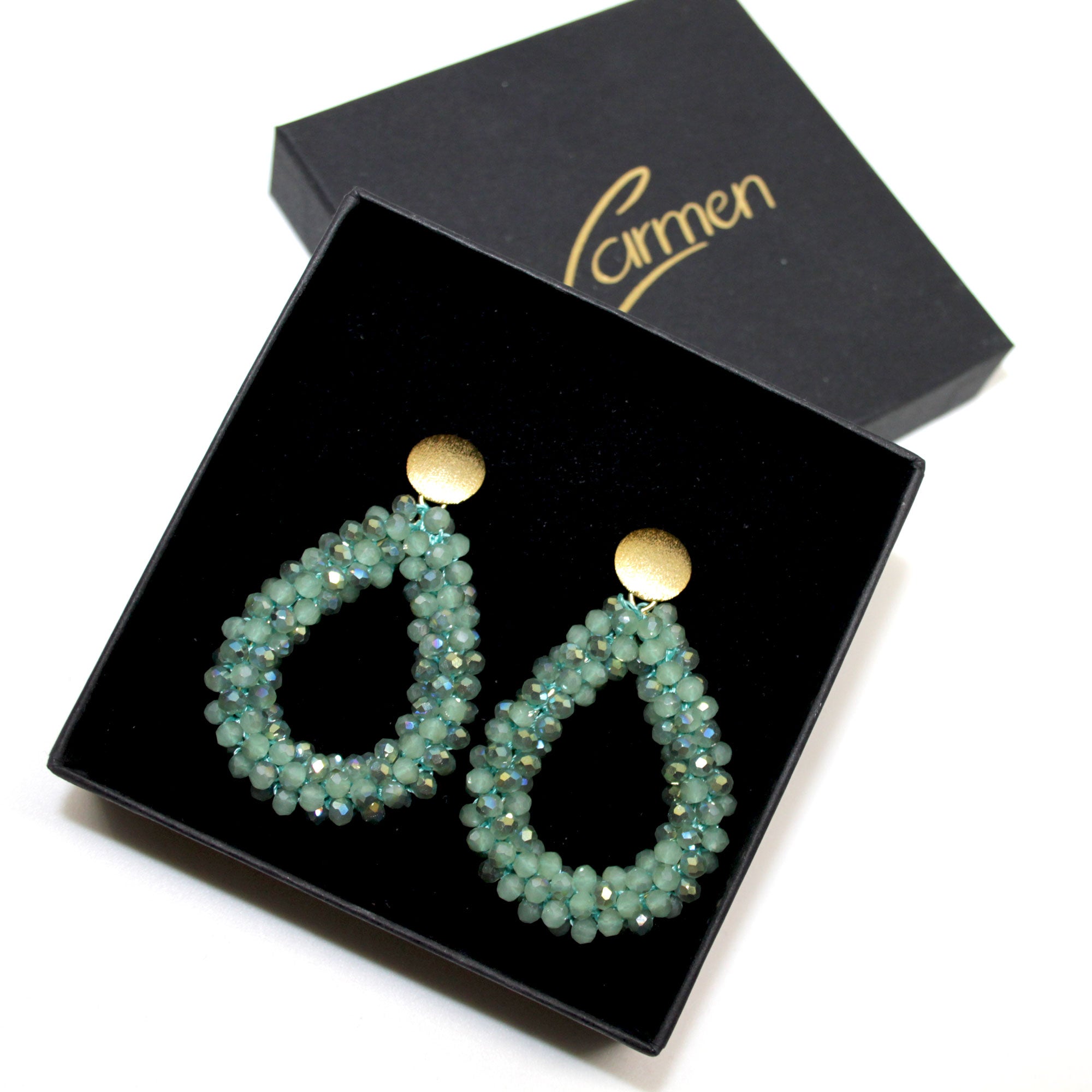 Glitzertropfen Grün Ohrring
