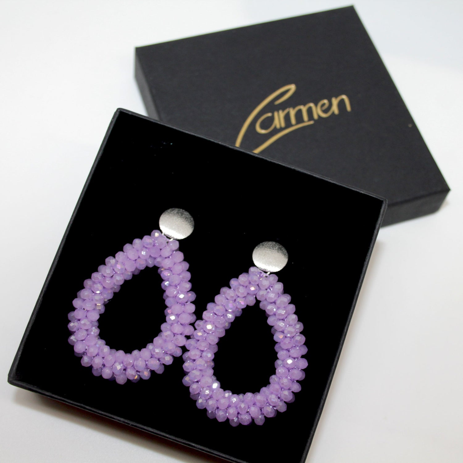 Glitzertropfen Helllila Ohrring