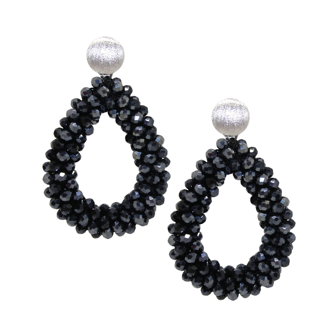 Glitzertropfen Hämatit Schwarz Ohrring mit Silberstecker