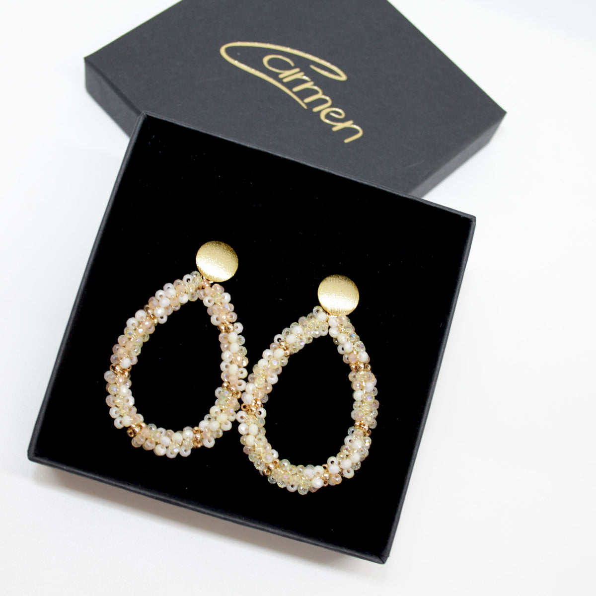 Glitzertropfen Grace Beige Gold Ohrring