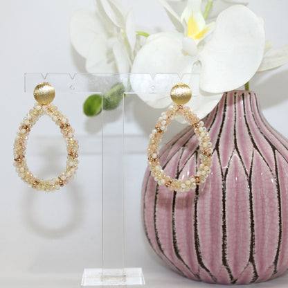 Glitzertropfen Grace Beige Gold Ohrring