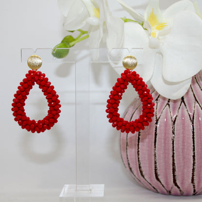 Glitzertropfen Rot Ohrring