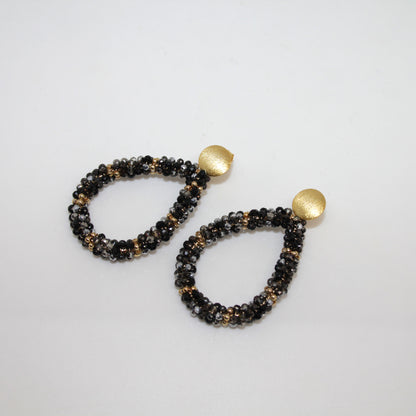 Glitzertropfen Grace Schwarz Gold Ohrring
