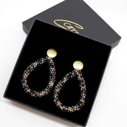 Glitzertropfen Grace Schwarz Gold Ohrring