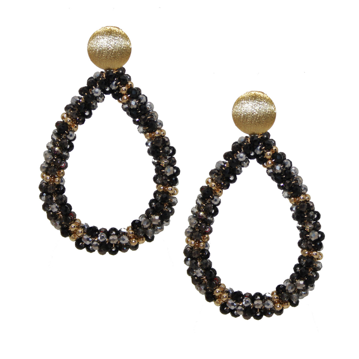 Glitzertropfen Grace Schwarz Gold Ohrring