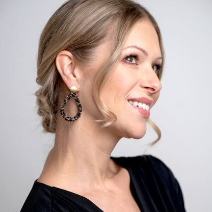 Glitzertropfen Grace Schwarz Gold Ohrring