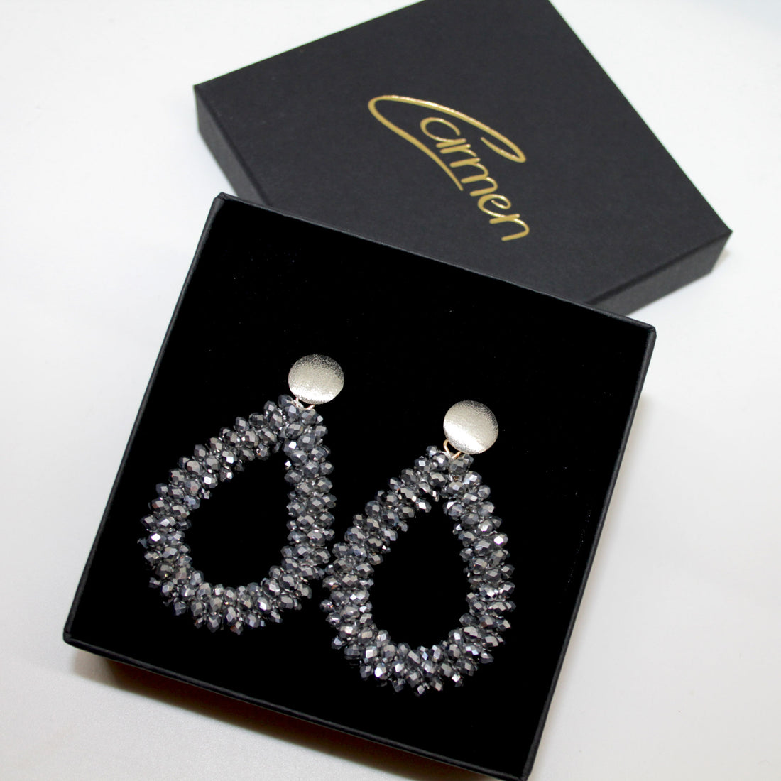 Glitzertropfen Silber Ohrring